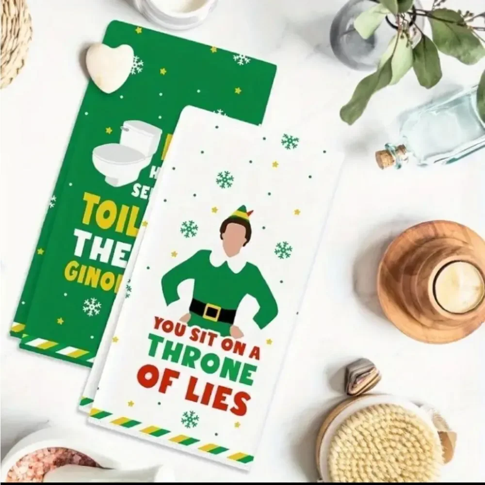 Elf Christmas KITCHEN TOWELS SET OF 2